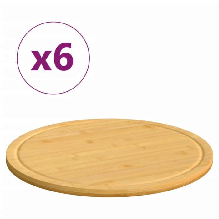 Planches à découper 6 pcs Ø30x1,5 cm bambou – Image 1