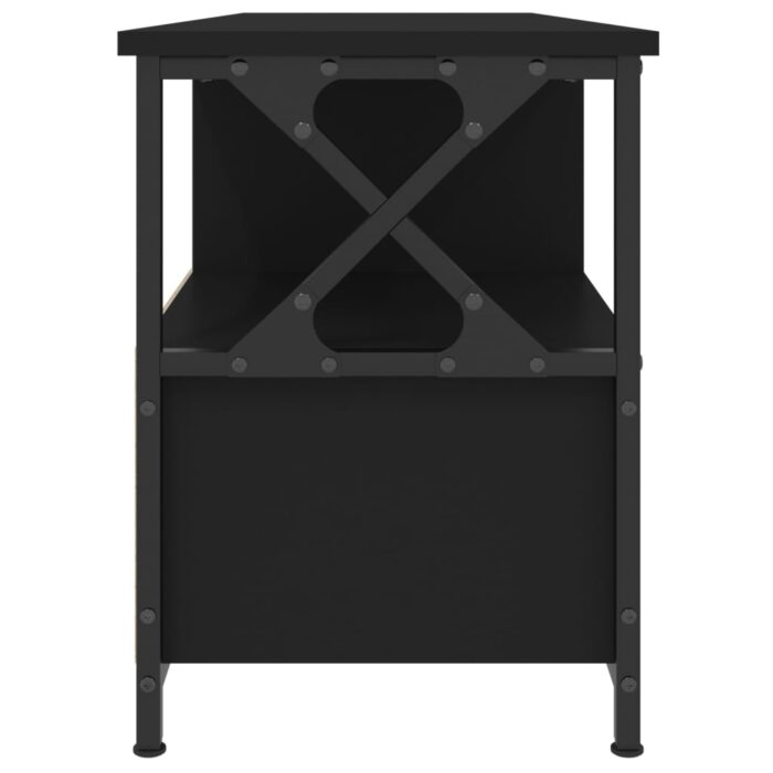 Meuble TV noir 102x33x45 cm bois d'ingénierie et fer – Image 5