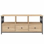 Meuble TV chêne sonoma 102x33x45 cm bois d'ingénierie et fer – Image 3