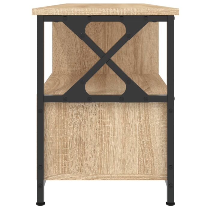 Meuble TV chêne sonoma 102x33x45 cm bois d'ingénierie et fer – Image 5