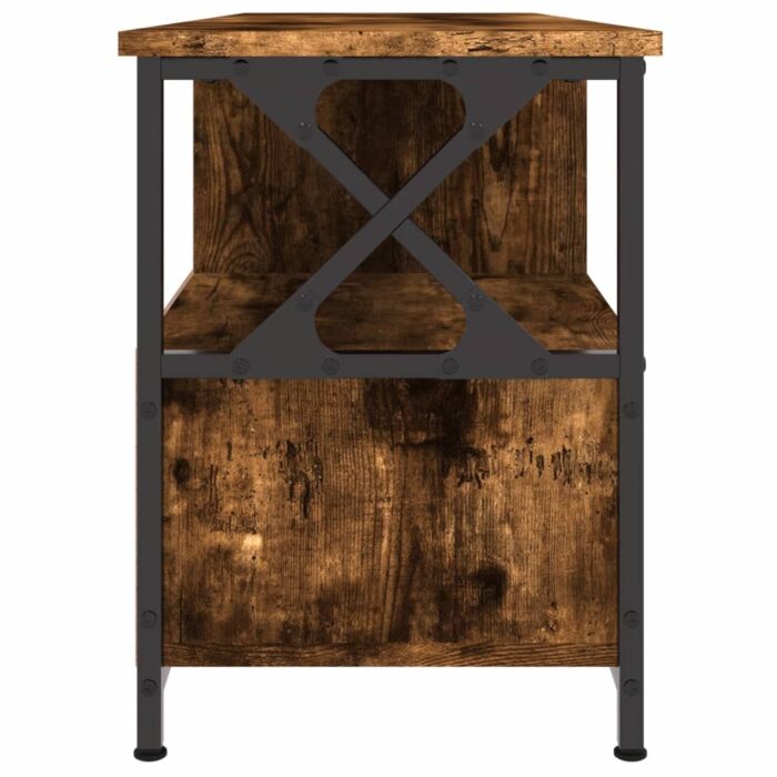 Meuble TV chêne fumé 102x33x45 cm bois d'ingénierie et fer – Image 5