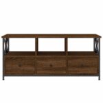 Meuble TV chêne marron 102x33x45 cm bois d'ingénierie et fer – Image 3