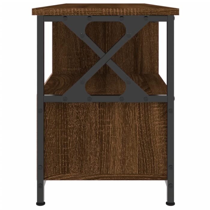 Meuble TV chêne marron 102x33x45 cm bois d'ingénierie et fer – Image 5