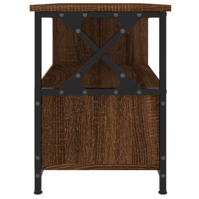 Meuble TV chêne marron 90x33x45 cm bois d'ingénierie et fer – Image 5