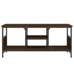 Meuble TV chêne marron 100x35x45 cm bois d'ingénierie et fer – Image 3