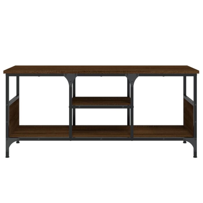 Meuble TV chêne marron 100x35x45 cm bois d'ingénierie et fer – Image 3