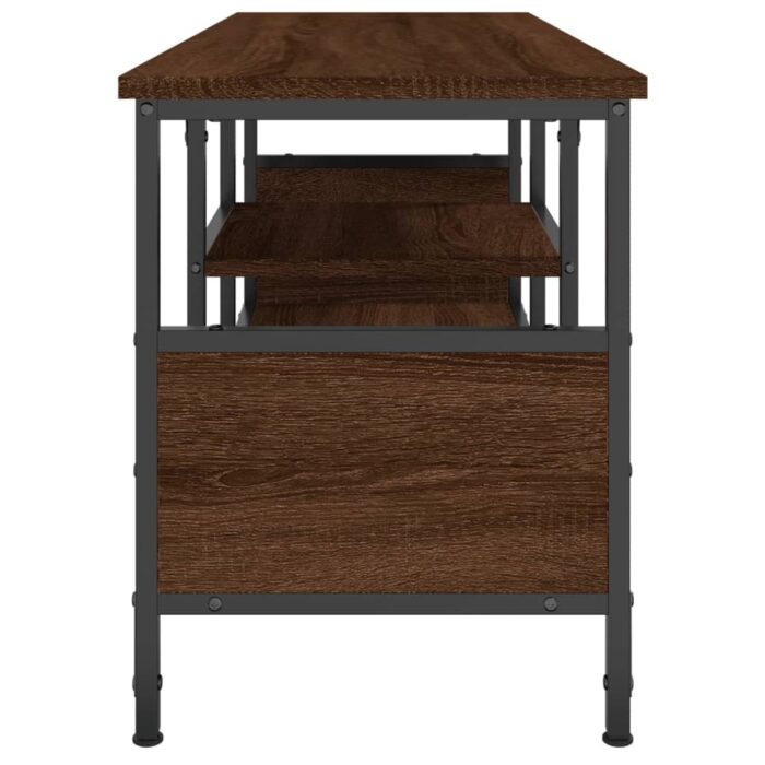 Meuble TV chêne marron 100x35x45 cm bois d'ingénierie et fer – Image 4