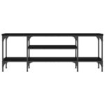 Meuble TV noir 121x35x45 cm bois d'ingénierie et fer – Image 2