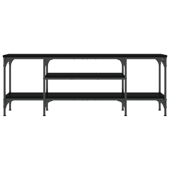 Meuble TV noir 121x35x45 cm bois d'ingénierie et fer – Image 2
