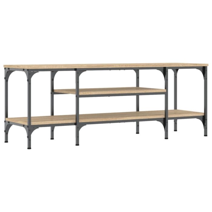 Meuble TV chêne sonoma 121x35x45 cm bois d'ingénierie et fer – Image 4
