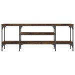 Meuble TV chêne fumé 121x35x45 cm bois d'ingénierie et fer – Image 2