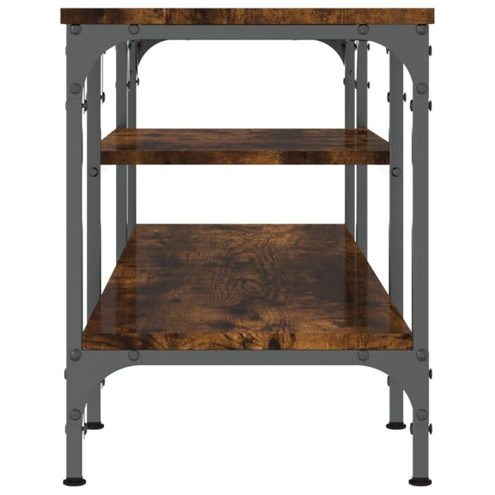 Meuble TV chêne fumé 121x35x45 cm bois d'ingénierie et fer – Image 3