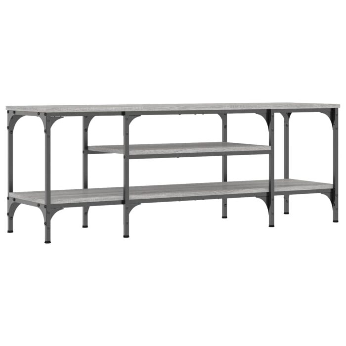 Meuble TV sonoma gris 121x35x45 cm bois d'ingénierie et fer – Image 4