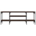 Meuble TV chêne marron 121x35x45 cm bois d'ingénierie et fer – Image 2