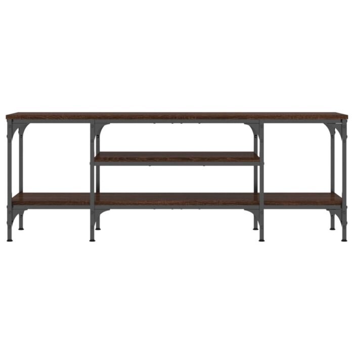 Meuble TV chêne marron 121x35x45 cm bois d'ingénierie et fer – Image 2