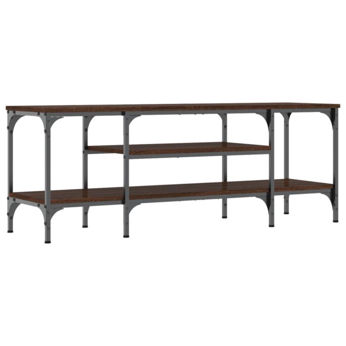Meuble TV chêne marron 121x35x45 cm bois d'ingénierie et fer – Image 4