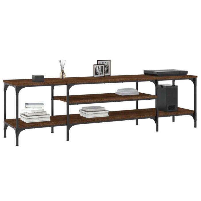 Meuble TV chêne marron 161x35x45 cm bois d'ingénierie et fer – Image 2