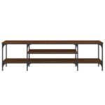 Meuble TV chêne marron 161x35x45 cm bois d'ingénierie et fer – Image 3