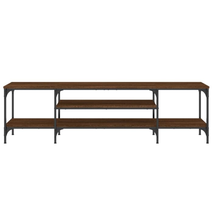 Meuble TV chêne marron 161x35x45 cm bois d'ingénierie et fer – Image 3
