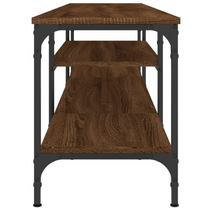 Meuble TV chêne marron 161x35x45 cm bois d'ingénierie et fer – Image 4