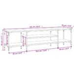 Meuble TV chêne marron 161x35x45 cm bois d'ingénierie et fer – Image 7