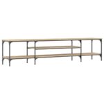 Meuble TV chêne sonoma 201x35x45 cm bois d'ingénierie et fer – Image 4