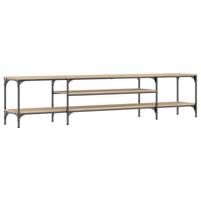 Meuble TV chêne sonoma 201x35x45 cm bois d'ingénierie et fer – Image 4