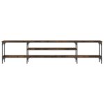 Meuble TV chêne fumé 201x35x45 cm bois d'ingénierie et fer – Image 2