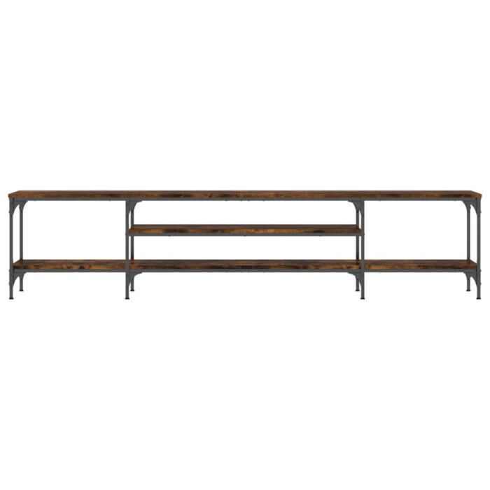 Meuble TV chêne fumé 201x35x45 cm bois d'ingénierie et fer – Image 2