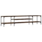 Meuble TV chêne fumé 201x35x45 cm bois d'ingénierie et fer – Image 4