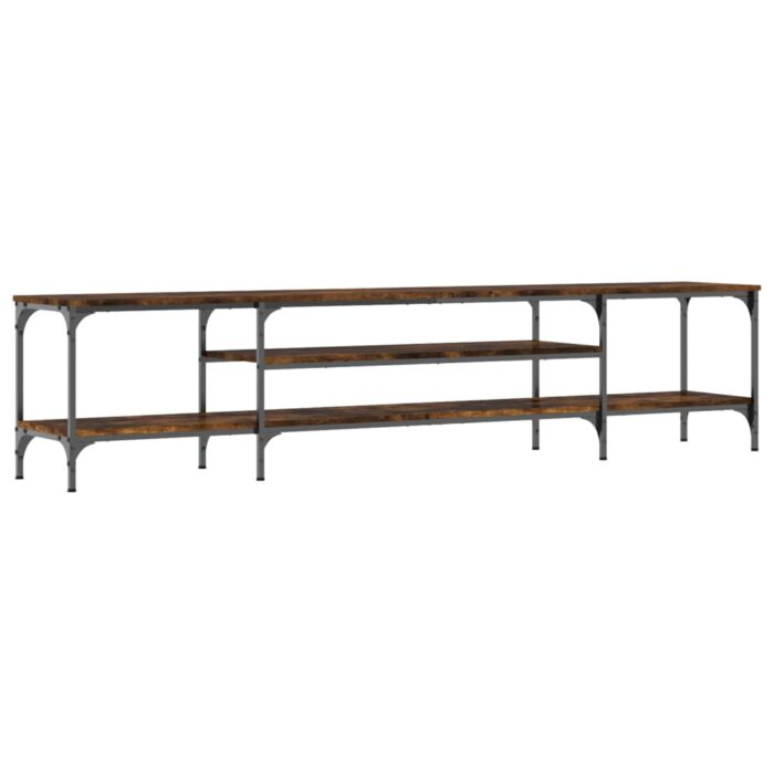 Meuble TV chêne fumé 201x35x45 cm bois d'ingénierie et fer – Image 4