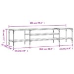Meuble TV chêne fumé 201x35x45 cm bois d'ingénierie et fer – Image 7