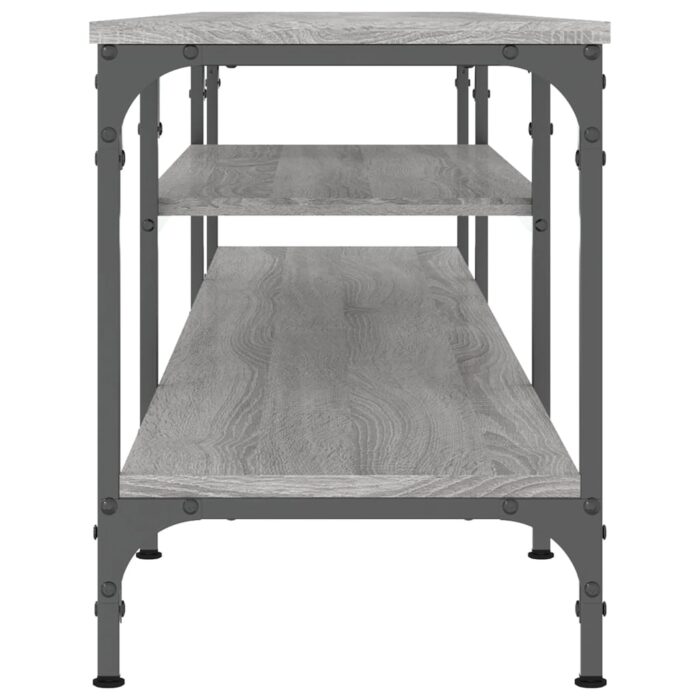 Meuble TV sonoma gris 201x35x45 cm bois d'ingénierie et fer – Image 3