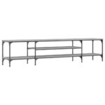 Meuble TV sonoma gris 201x35x45 cm bois d'ingénierie et fer – Image 4