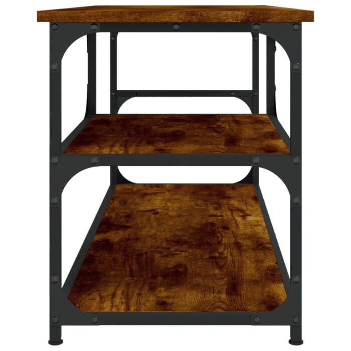Meuble TV chêne fumé 103x38x46,5 cm bois d'ingénierie et acier – Image 4