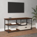 Meuble TV chêne fumé 103x38x46,5 cm bois d'ingénierie et acier