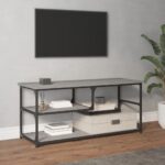 Meuble TV sonoma gris 103x38x46,5 cm bois d'ingénierie et acier