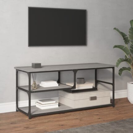 Meuble TV sonoma gris 103x38x46,5 cm bois d'ingénierie et acier