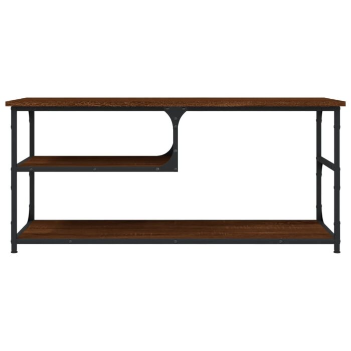 Meuble TV chêne marron 103x38x46,5cm bois d'ingénierie et acier – Image 3