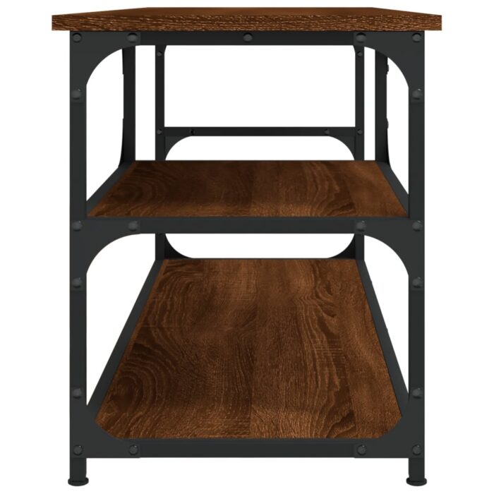 Meuble TV chêne marron 103x38x46,5cm bois d'ingénierie et acier – Image 4