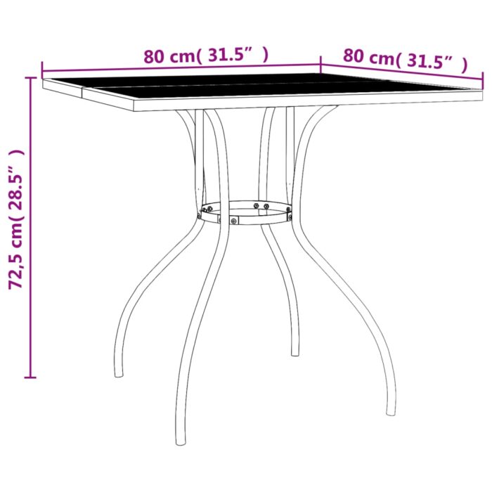 Table de jardin anthracite 80x80x72,5 cm Treillis d'acier – Image 4