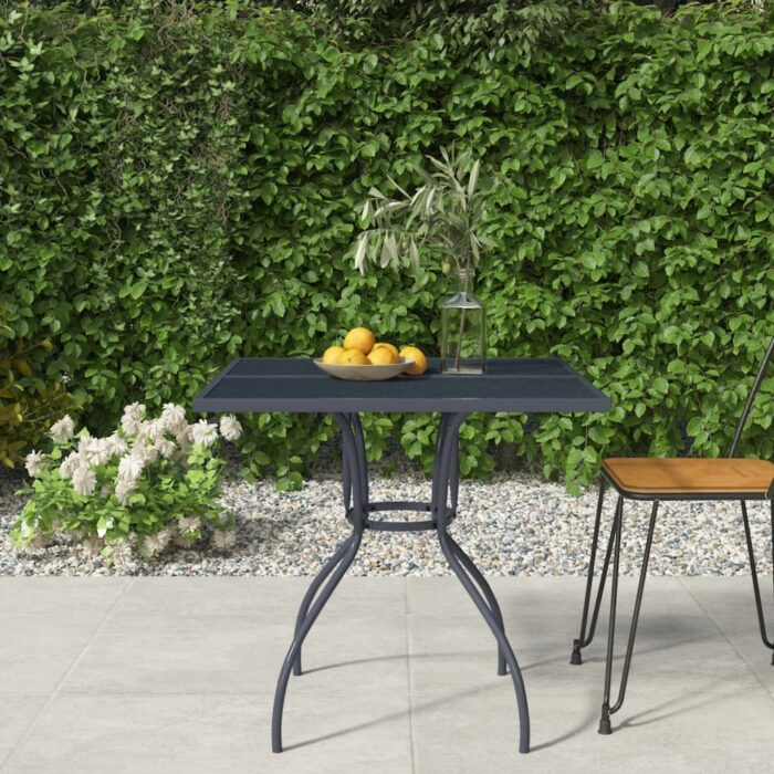 Table de jardin anthracite 80x80x72,5 cm Treillis d'acier – Image 1