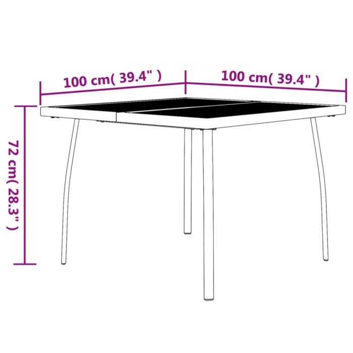 Table de jardin anthracite 100x100x72 cm Treillis d'acier – Image 4