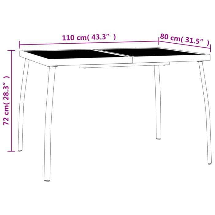 Table de jardin anthracite 110x80x72 cm Treillis d'acier – Image 5
