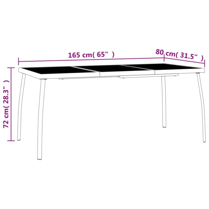Table de jardin anthracite 165x80x72 cm Treillis d'acier – Image 5