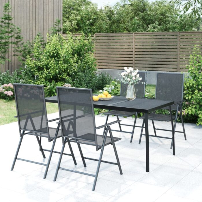 Table de jardin anthracite 165x80x72 cm Treillis d'acier – Image 1