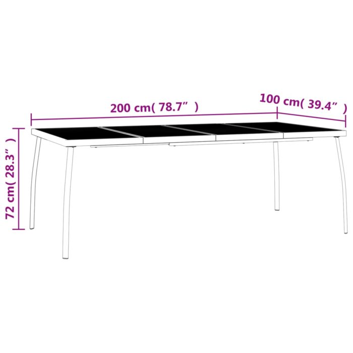 Table de jardin anthracite 200x100x72 cm Treillis d'acier – Image 5