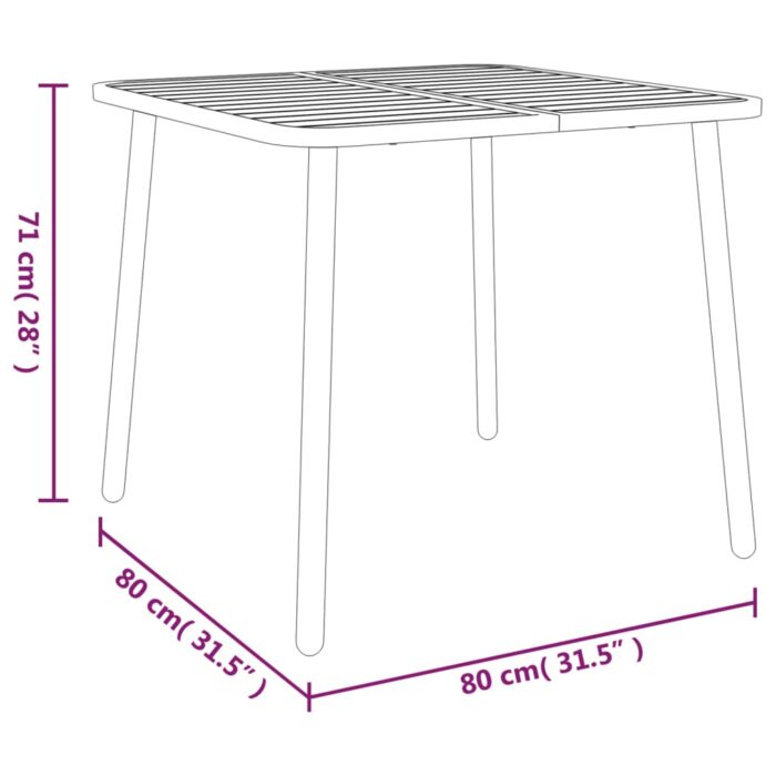 Table de jardin anthracite 80x80x71 cm acier – Image 4