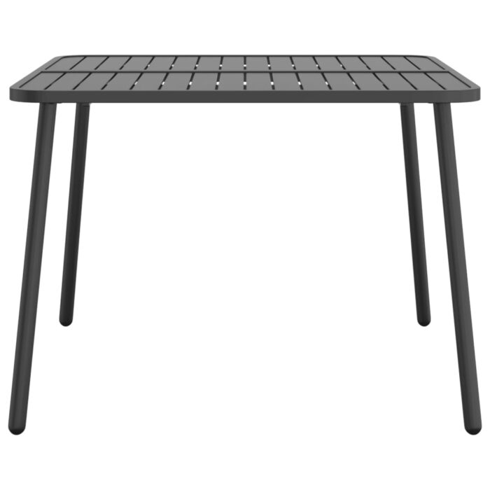 Table de jardin anthracite 100x100x71 cm acier – Image 2