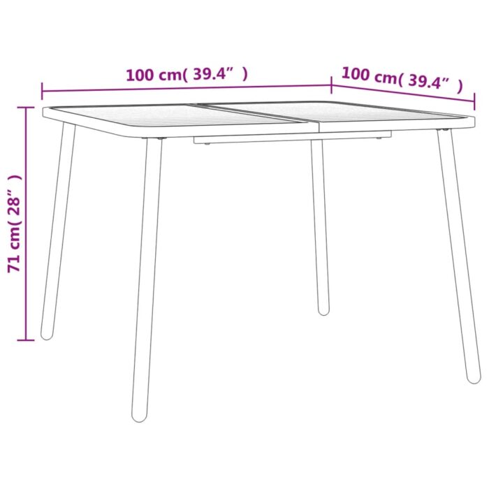 Table de jardin anthracite 100x100x71 cm acier – Image 5